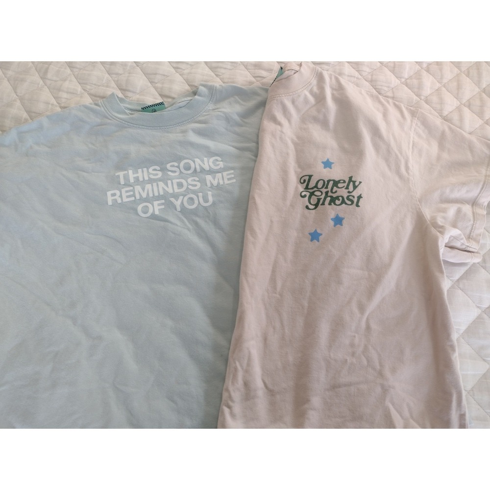 Lot 2 The Lonely Ghost Crop T Shirt Sz S-M When Youre Ready Song Reminds Me Tee